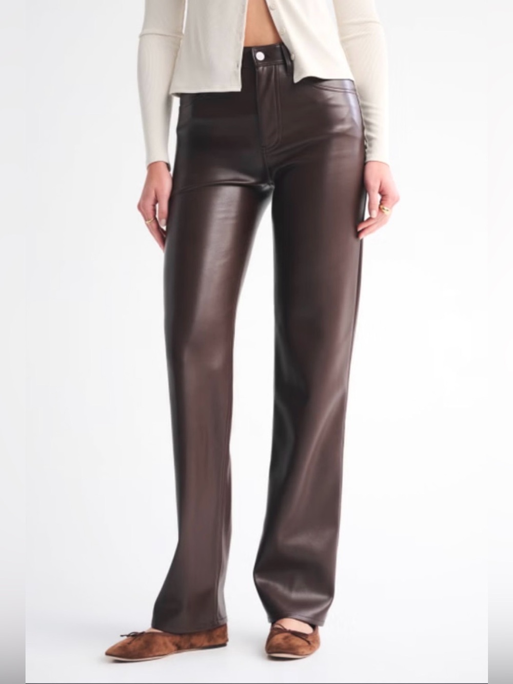 Abercrombie & Fitch Dark Brown Faux Leather Relaxed Jeans